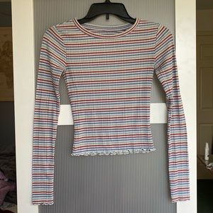 Striped long sleeve crop top